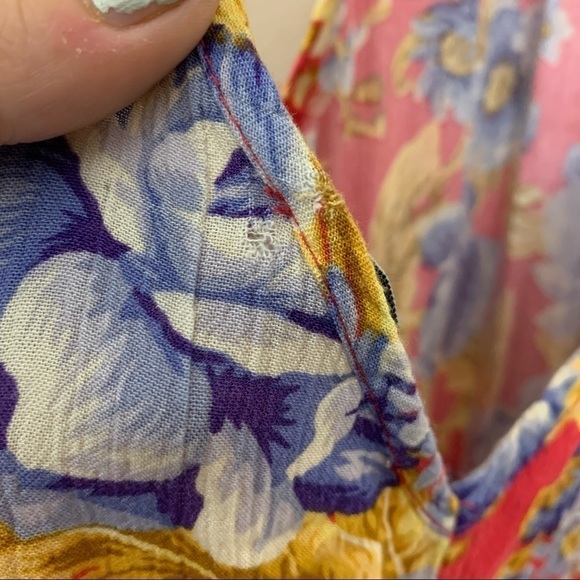 31. [American Eagle] Pink Floral Print High Neck Halter Swing Dress - Picture 4 of 11